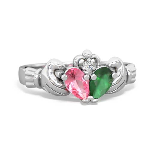 pink sapphire-emerald claddagh ring