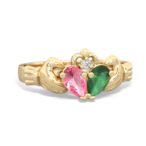 pink sapphire-emerald claddagh ring