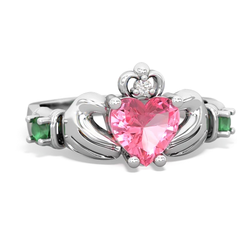 Lab Pink Sapphire Lab Created Pink Sapphire with Genuine Emerald and  Claddagh ring Ring