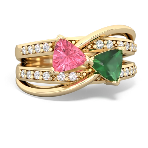 Lab Pink Sapphire Lab Created Pink Sapphire with Genuine Emerald Bowtie ring Ring