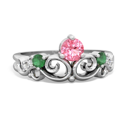 pink sapphire-emerald crown keepsake ring