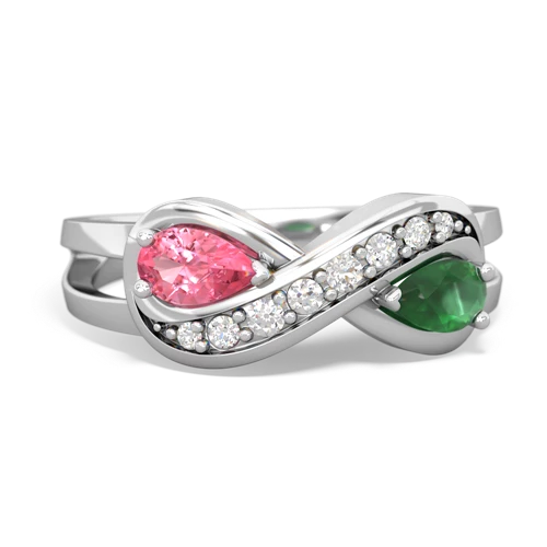 Lab Pink Sapphire Lab Created Pink Sapphire with Genuine Emerald Diamond Infinity ring Ring