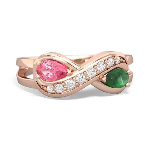 pink sapphire-emerald diamond infinity ring