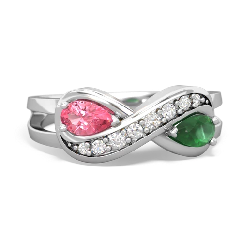 pink sapphire-emerald diamond infinity ring