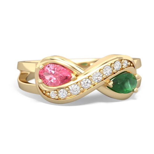 pink sapphire-emerald diamond infinity ring