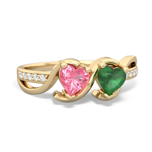 Lab Pink Sapphire Lab Created Pink Sapphire with Genuine Emerald Side by Side ring Ring