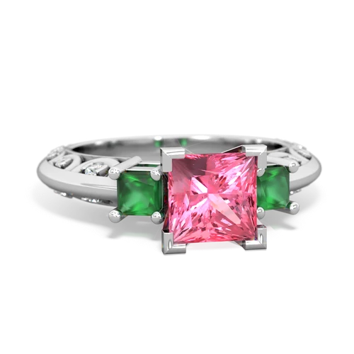 pink sapphire-emerald engagement ring