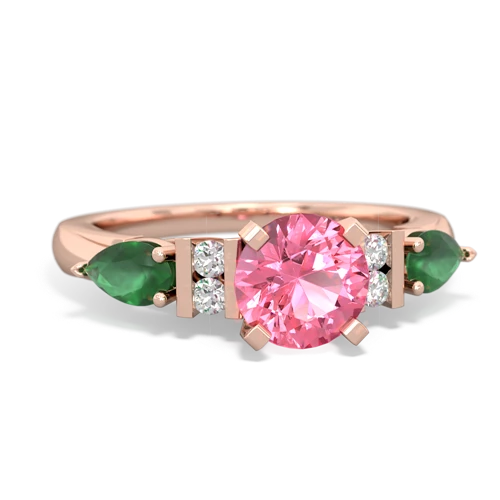 Lab Pink Sapphire Lab Created Pink Sapphire with Genuine Emerald and  Engagement ring Ring