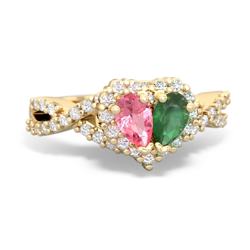 pink sapphire-emerald engagement ring