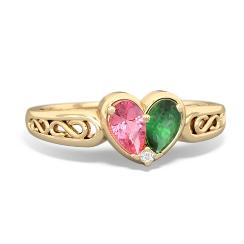 Lab Pink Sapphire Lab Created Pink Sapphire with Genuine Emerald filligree Heart ring Ring