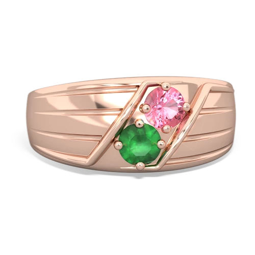 pink sapphire-emerald mens ring