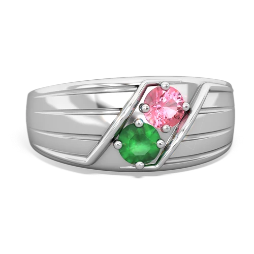 pink sapphire-emerald mens ring