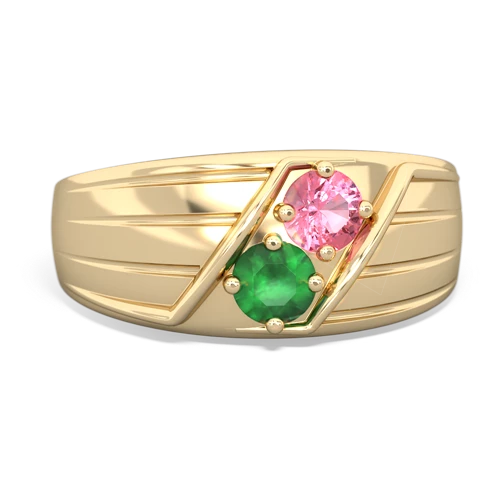 pink sapphire-emerald mens ring