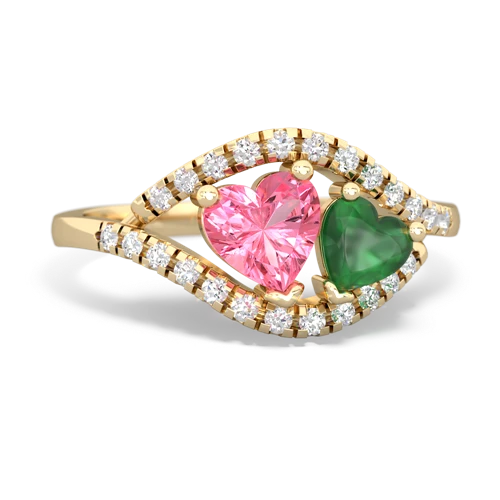 Lab Pink Sapphire Lab Created Pink Sapphire with Genuine Emerald Mother and Child ring Ring