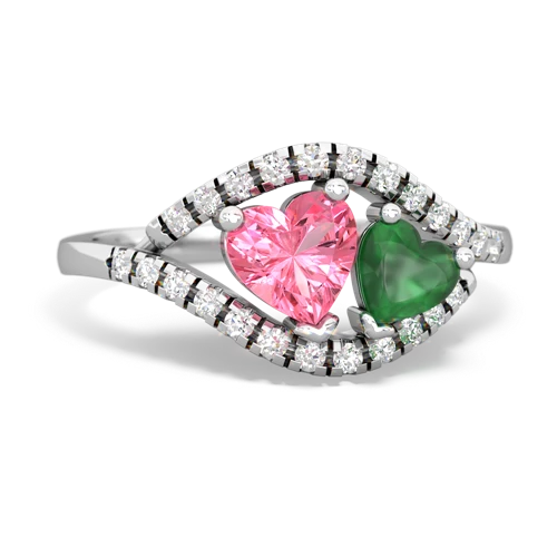 pink sapphire-emerald mother child ring