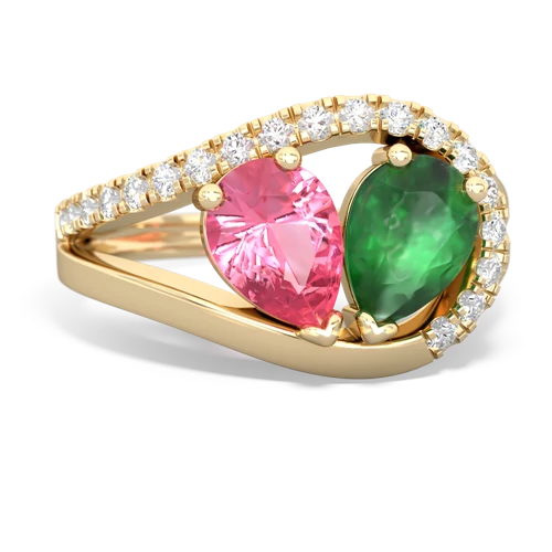 Lab Pink Sapphire Lab Created Pink Sapphire with Genuine Emerald Nestled Heart Keepsake ring Ring