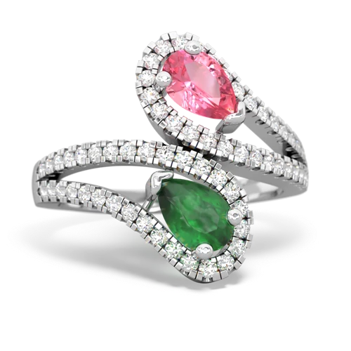 Lab Pink Sapphire Lab Created Pink Sapphire with Genuine Emerald Diamond Dazzler ring Ring