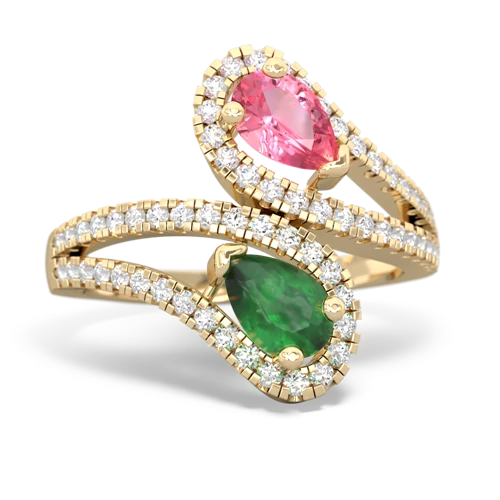 pink sapphire-emerald pave swirls ring