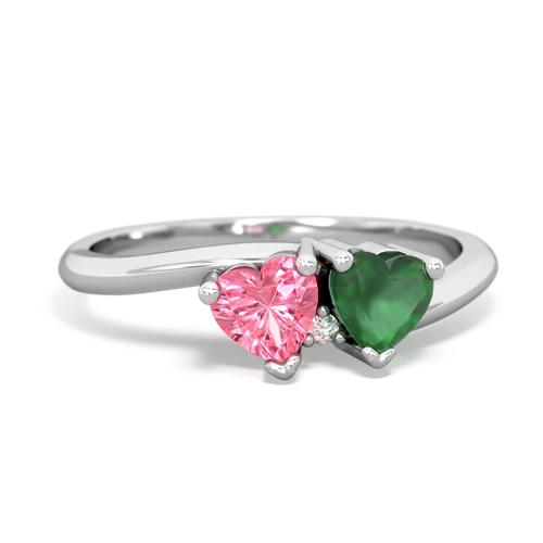 Lab Pink Sapphire Lab Created Pink Sapphire with Genuine Emerald Sweetheart's Promise ring Ring