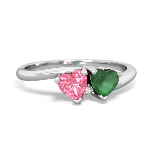 pink sapphire-emerald sweethearts promise ring