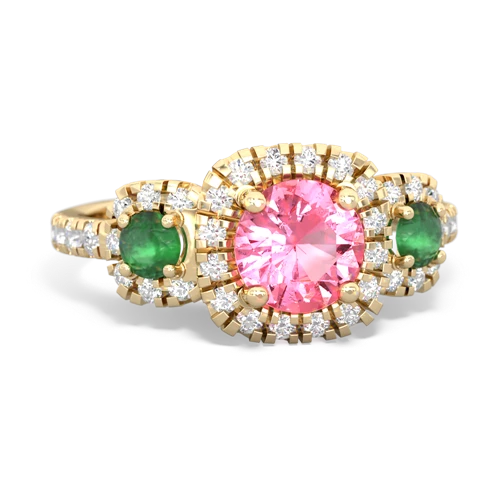 Lab Pink Sapphire Lab Created Pink Sapphire with Genuine Emerald and  Regal Halo ring Ring