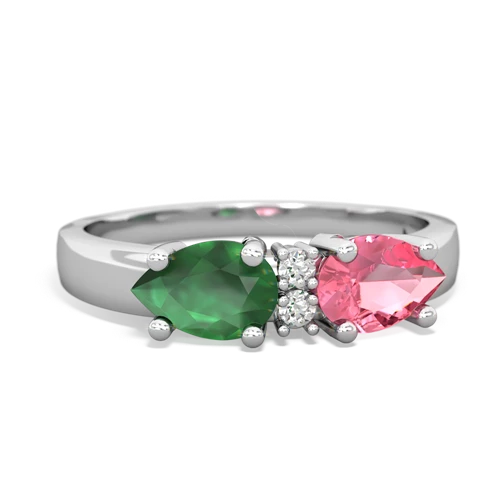 Lab Pink Sapphire Lab Created Pink Sapphire with Genuine Emerald Pear Bowtie ring Ring