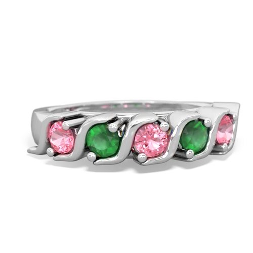 pink sapphire-emerald timeless ring