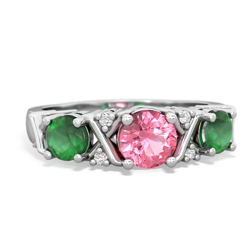 Lab Pink Sapphire Lab Created Pink Sapphire with Genuine Emerald and Genuine London Blue Topaz Hugs and Kisses ring Ring