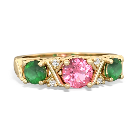 pink sapphire-emerald timeless ring