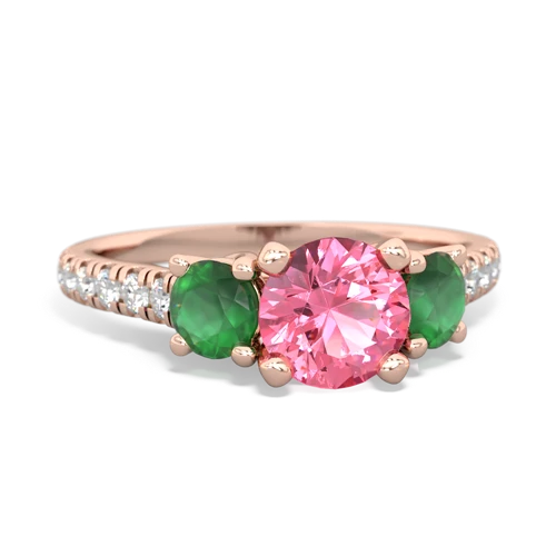 Lab Pink Sapphire Lab Created Pink Sapphire with Genuine Emerald and Genuine London Blue Topaz Pave Trellis ring Ring