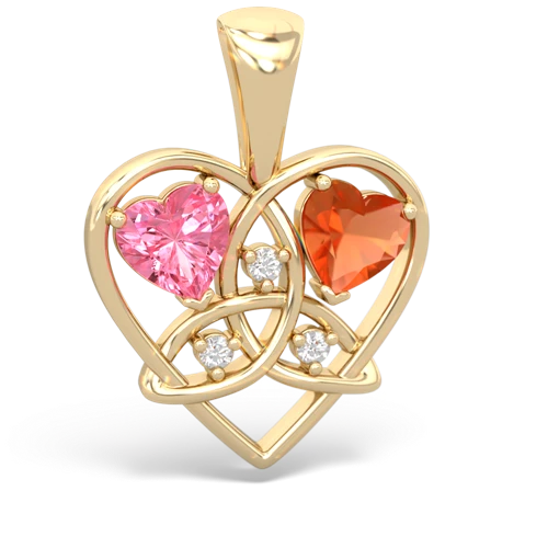 pink sapphire-fire opal celtic heart pendant