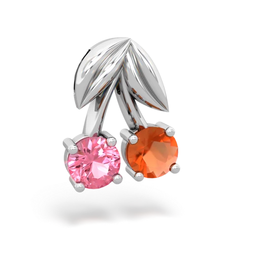pink sapphire-fire opal cherries pendant