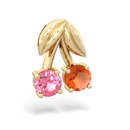 pink sapphire-fire opal cherries pendant