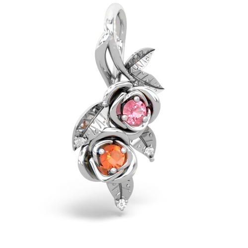 pink sapphire-fire opal rose vine pendant