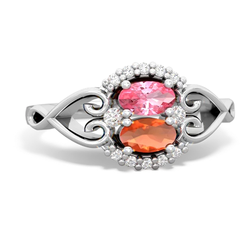 pink sapphire-fire opal antique keepsake ring