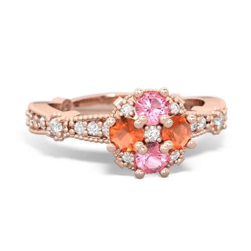 pink sapphire-fire opal art deco engagement ring