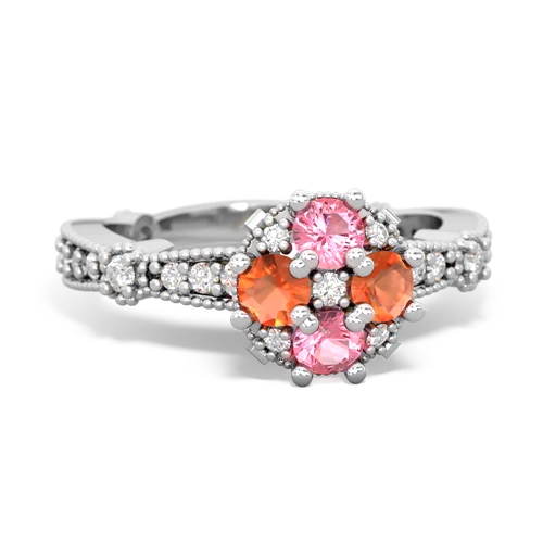 pink sapphire-fire opal art deco engagement ring