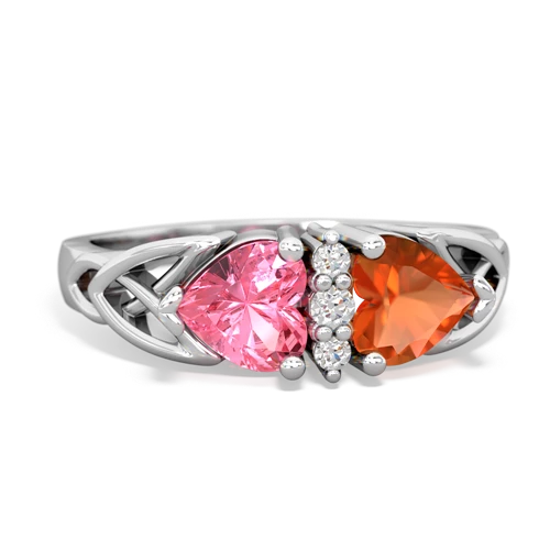 pink sapphire-fire opal celtic ring