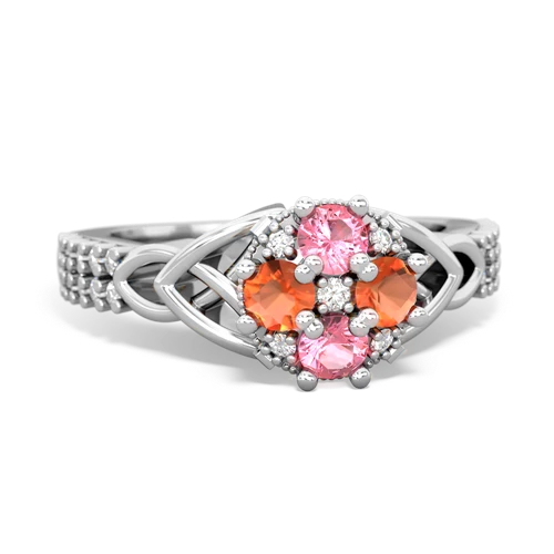 pink sapphire-fire opal engagement ring