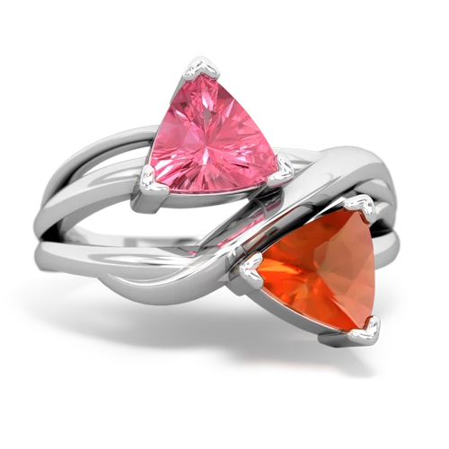 pink sapphire-fire opal filligree ring