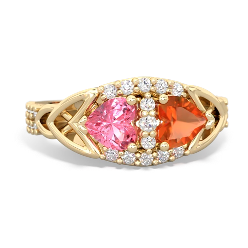 pink sapphire-fire opal keepsake engagement ring