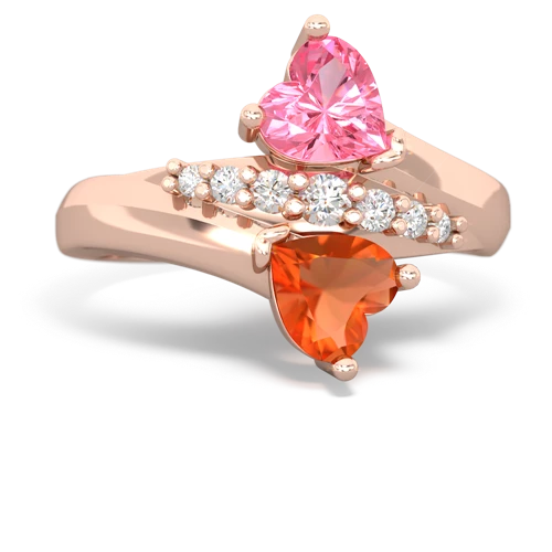 pink sapphire-fire opal modern ring