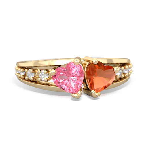 pink sapphire-fire opal modern ring