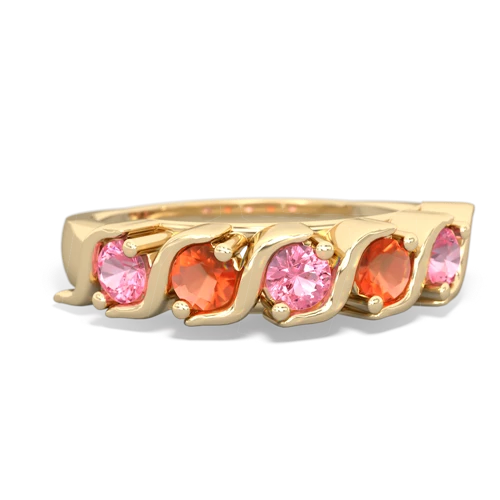 pink sapphire-fire opal timeless ring