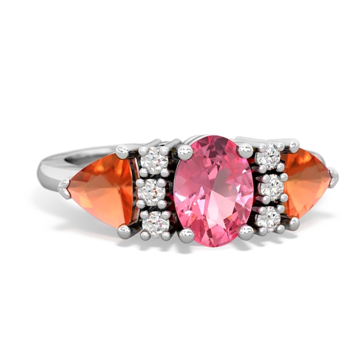 pink sapphire-fire opal timeless ring