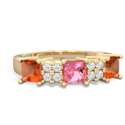 pink sapphire-fire opal timeless ring