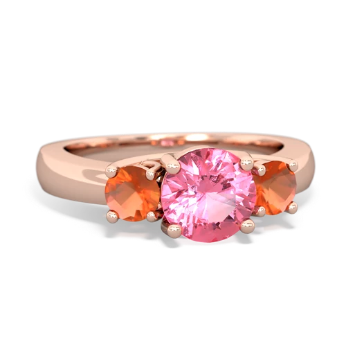 pink sapphire-fire opal timeless ring