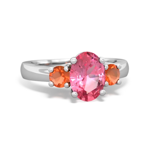 pink sapphire-fire opal timeless ring