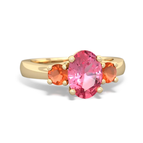 pink sapphire-fire opal timeless ring