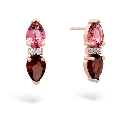 pink sapphire-garnet bowtie earrings